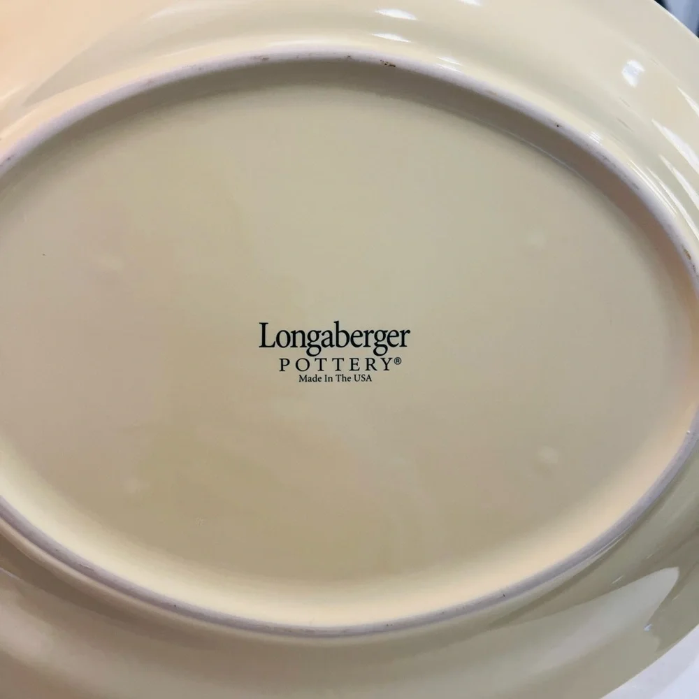 Longaberger 13” Spring Floral Pottery Collection~Oval Serving Platter Vintage